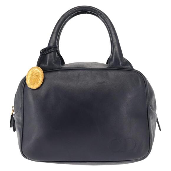 Christian Dior Hand Bag Leather Navy Gold Auth BA5820 - Picture 13 of 16